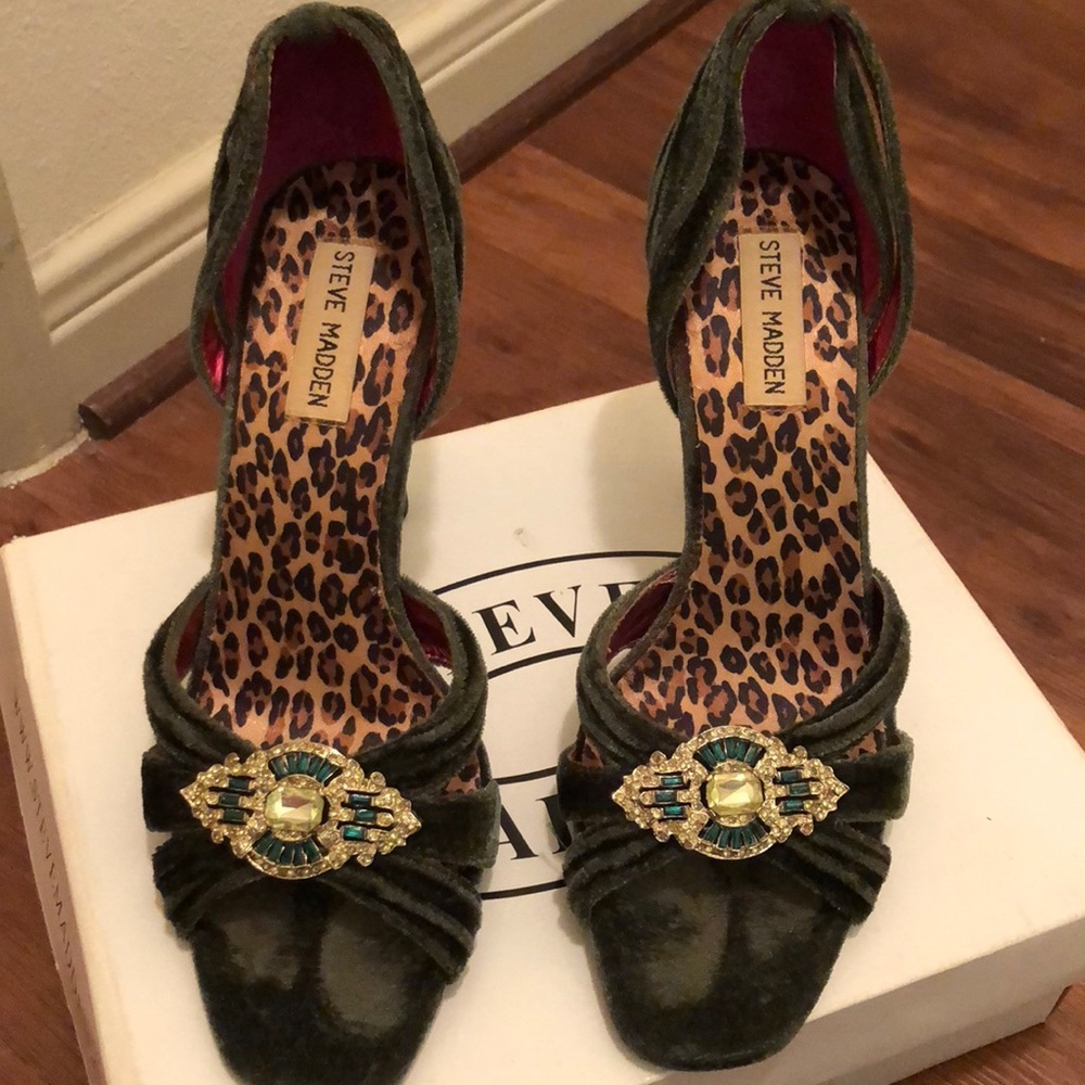 Velvet peep toe heels